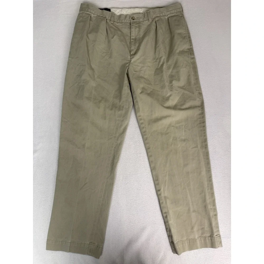 Polo Ralph Lauren Ethan Pant Pleated Chino Trousers Khaki‎ Mens 38x32